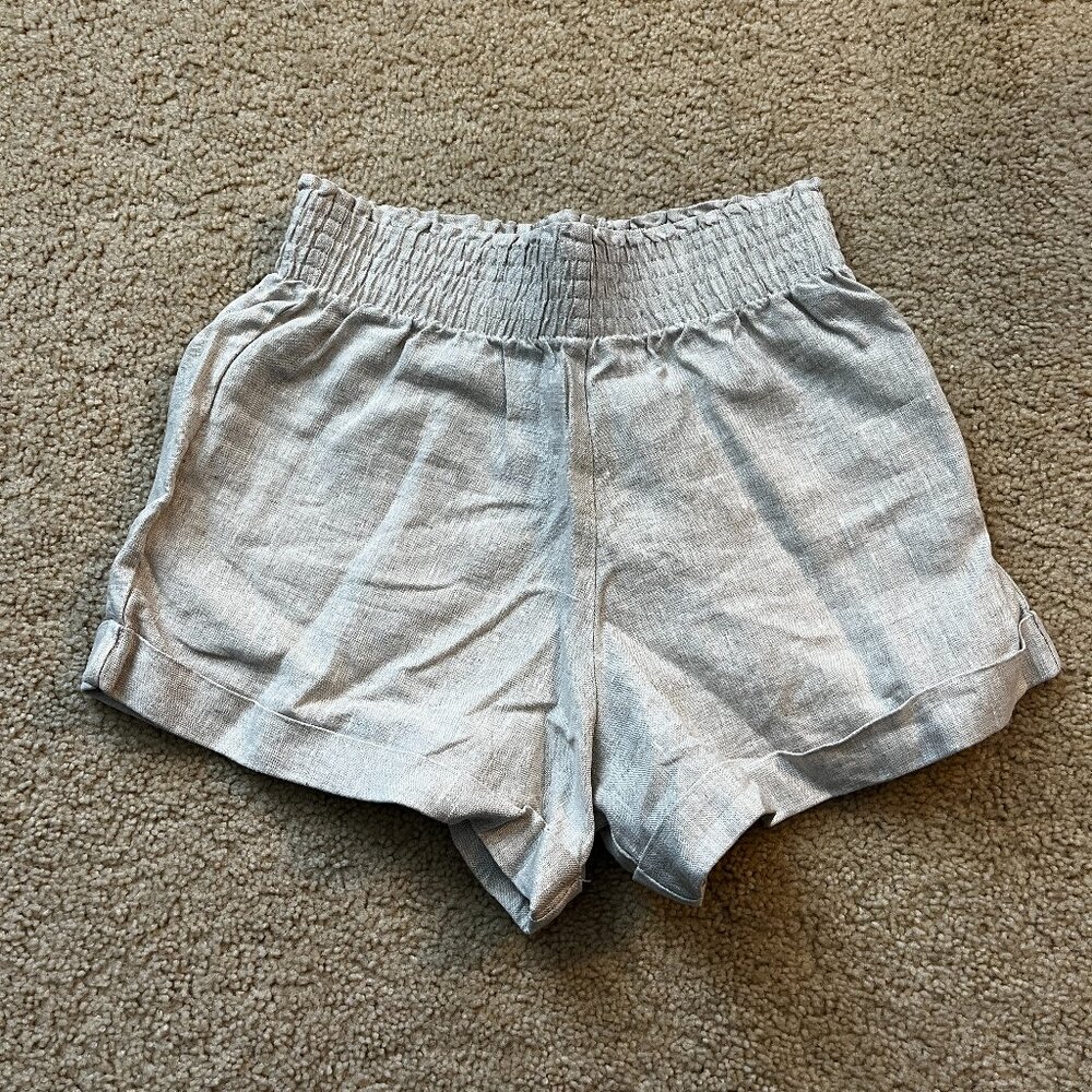 Reformation Nashville Linen Short Oatmeal - Size XS